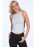 Gray ribbed top with stripes 0300 - Online store - Boutique